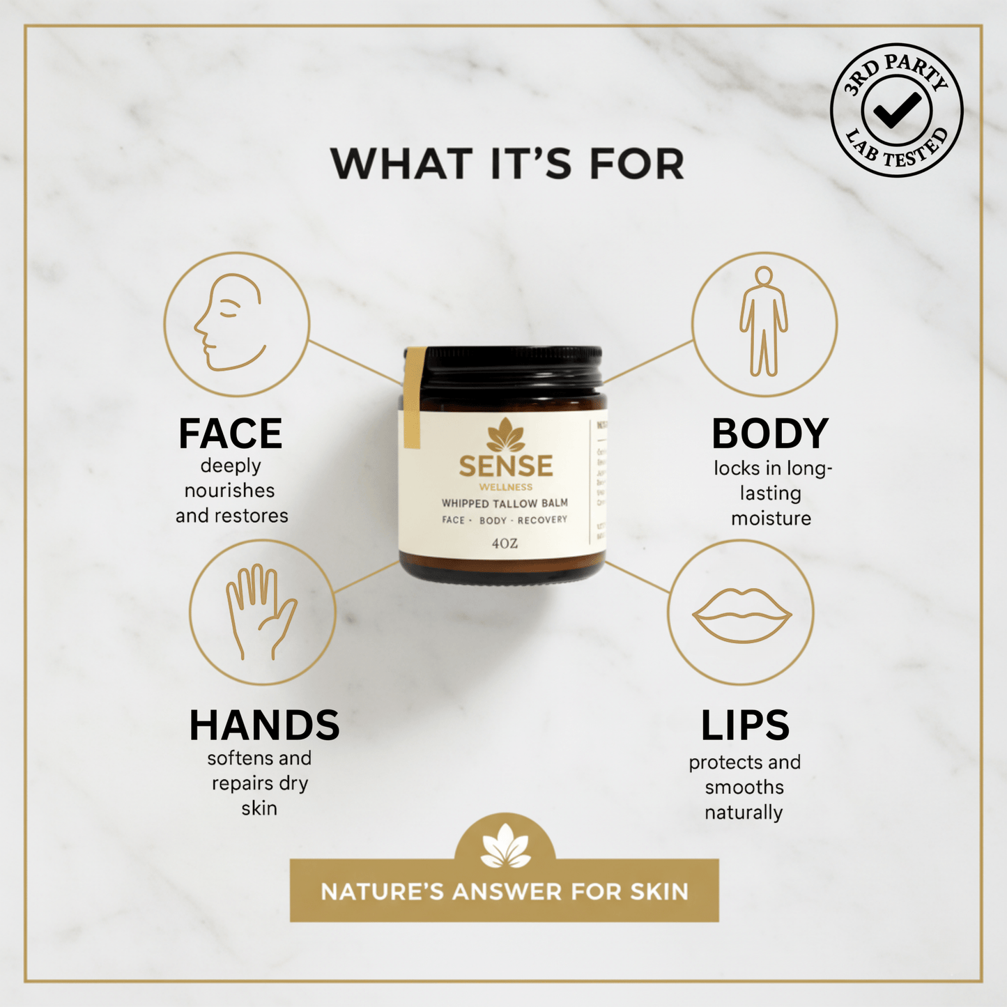 Grass - Fed Beef Tallow Balm in color | | Sense Wellness