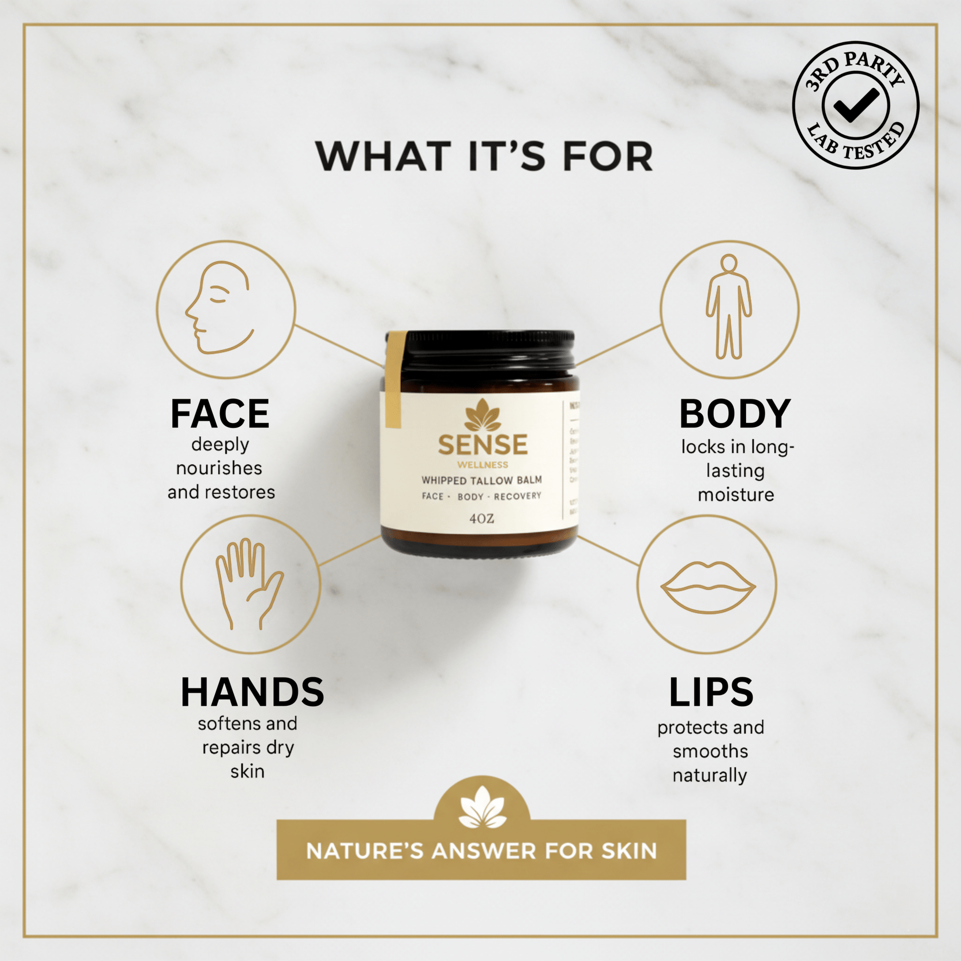 Grass - Fed Beef Tallow Balm in color | | Sense Wellness